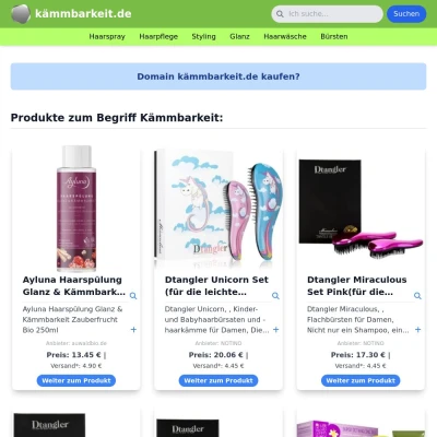 Screenshot kämmbarkeit.de