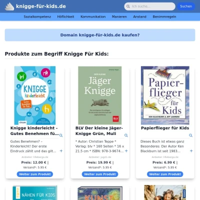 Screenshot knigge-für-kids.de