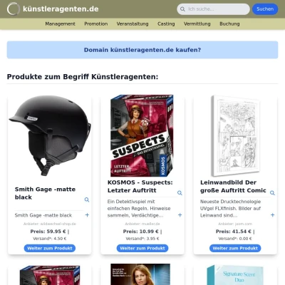 Screenshot künstleragenten.de