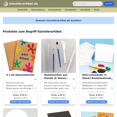 Screenshot künstlerartikel.de