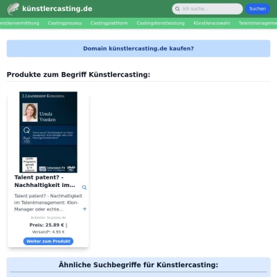 Screenshot künstlercasting.de