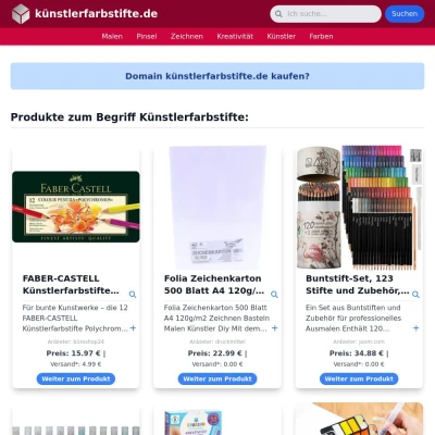 Screenshot künstlerfarbstifte.de