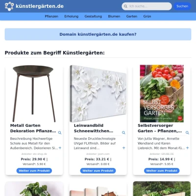 Screenshot künstlergärten.de