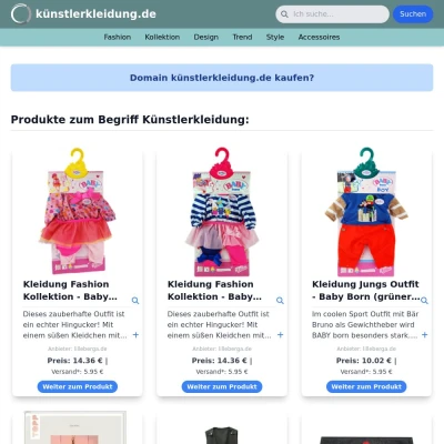 Screenshot künstlerkleidung.de