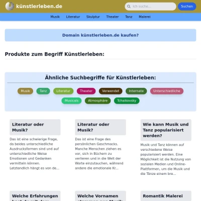 Screenshot künstlerleben.de
