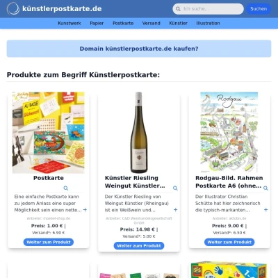 Screenshot künstlerpostkarte.de