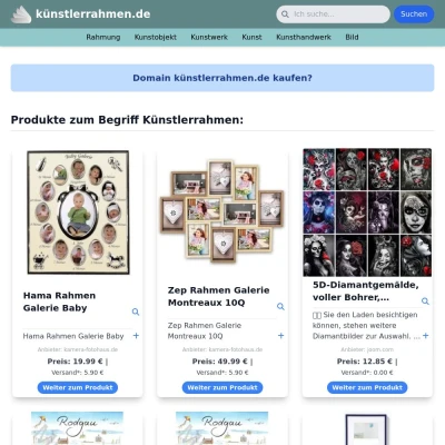 Screenshot künstlerrahmen.de