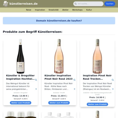 Screenshot künstlerreisen.de