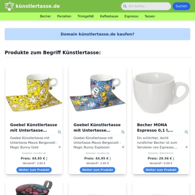 Screenshot künstlertasse.de