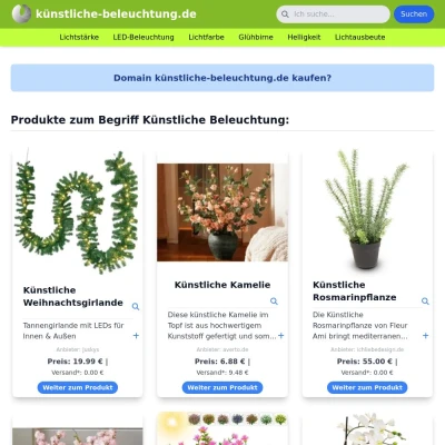 Screenshot künstliche-beleuchtung.de