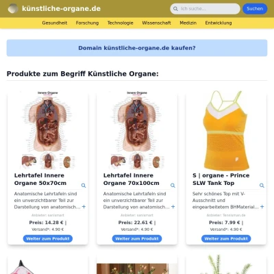 Screenshot künstliche-organe.de