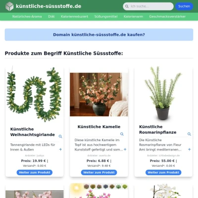 Screenshot künstliche-süssstoffe.de
