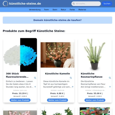 Screenshot künstliche-steine.de
