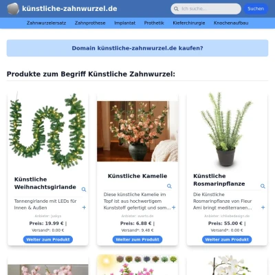 Screenshot künstliche-zahnwurzel.de