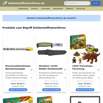 Screenshot kohlenstoffnanoröhren.de