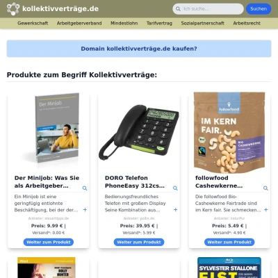 Screenshot kollektivverträge.de