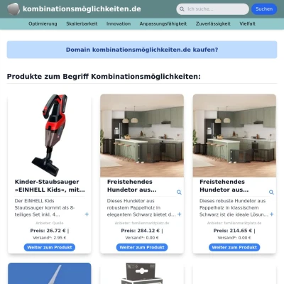 Screenshot kombinationsmöglichkeiten.de