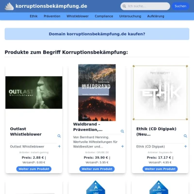 Screenshot korruptionsbekämpfung.de