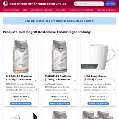 Screenshot kostenlose-ernährungsberatung.de