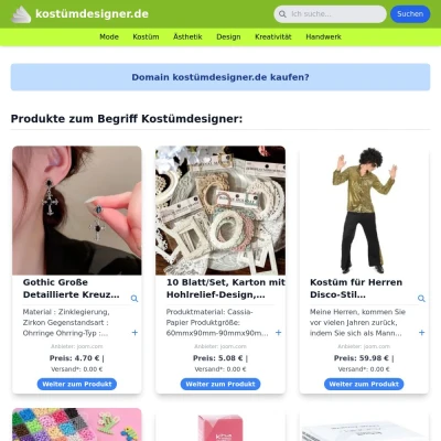 Screenshot kostümdesigner.de