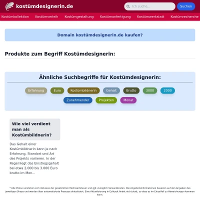 Screenshot kostümdesignerin.de