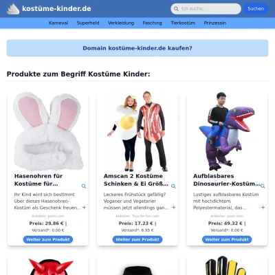 Screenshot kostüme-kinder.de