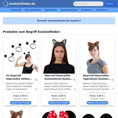 Screenshot kostümfinder.de