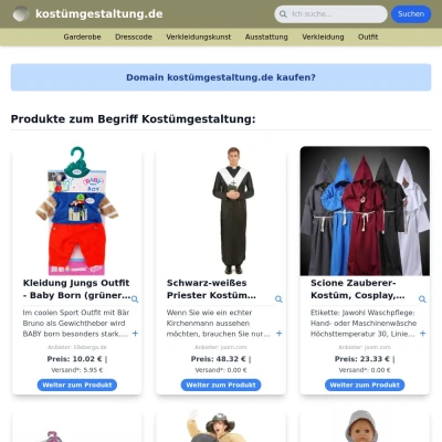 Screenshot kostümgestaltung.de