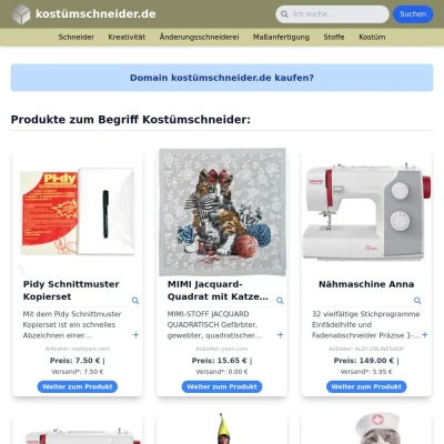 Screenshot kostümschneider.de