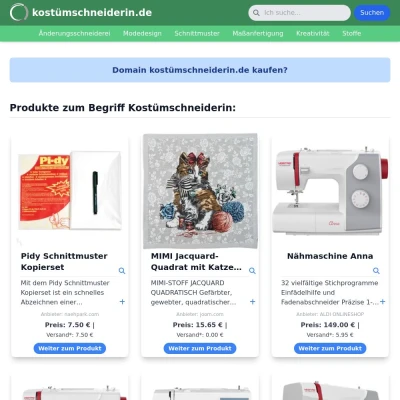 Screenshot kostümschneiderin.de