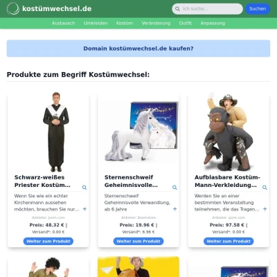 Screenshot kostümwechsel.de