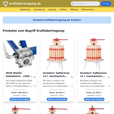 Screenshot kraftübertragung.de