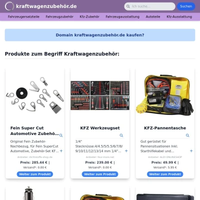 Screenshot kraftwagenzubehör.de