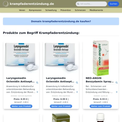 Screenshot krampfaderentzündung.de