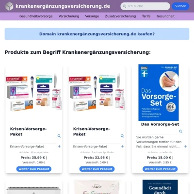 Screenshot krankenergänzungsversicherung.de