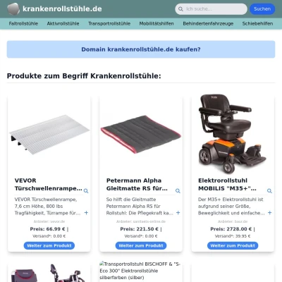 Screenshot krankenrollstühle.de