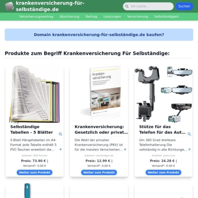 Screenshot krankenversicherung-für-selbständige.de