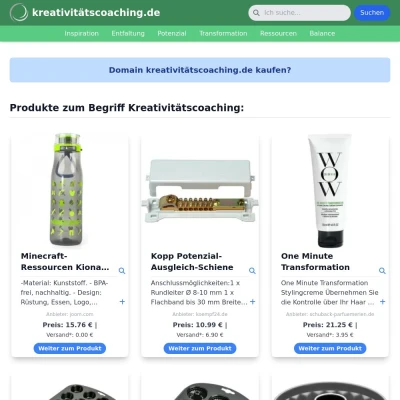 Screenshot kreativitätscoaching.de