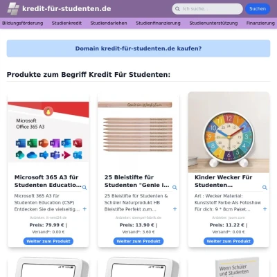 Screenshot kredit-für-studenten.de