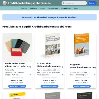 Screenshot kreditbearbeitungsgebühren.de