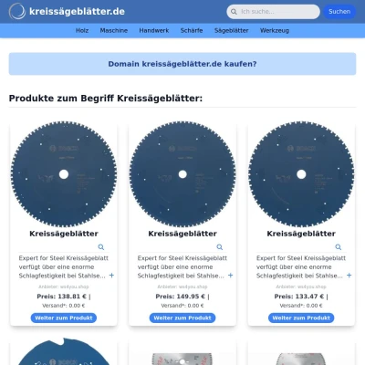 Screenshot kreissägeblätter.de