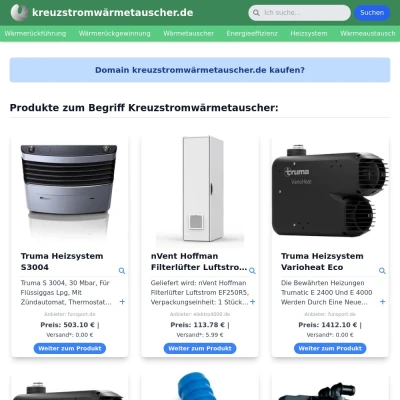 Screenshot kreuzstromwärmetauscher.de