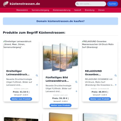 Screenshot küstenstrassen.de