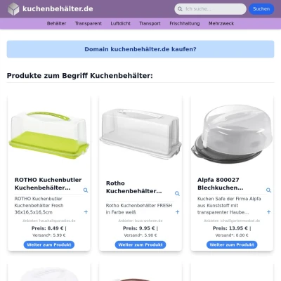 Screenshot kuchenbehälter.de