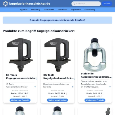 Screenshot kugelgelenkausdrücker.de