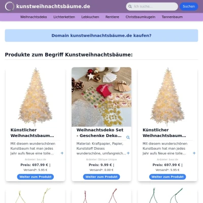 Screenshot kunstweihnachtsbäume.de