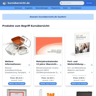 Screenshot kursübersicht.de