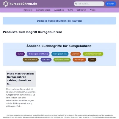 Screenshot kursgebühren.de