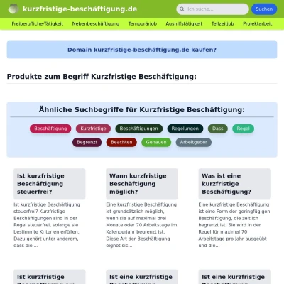 Screenshot kurzfristige-beschäftigung.de