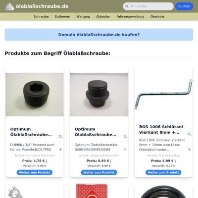 Screenshot ölablaßschraube.de